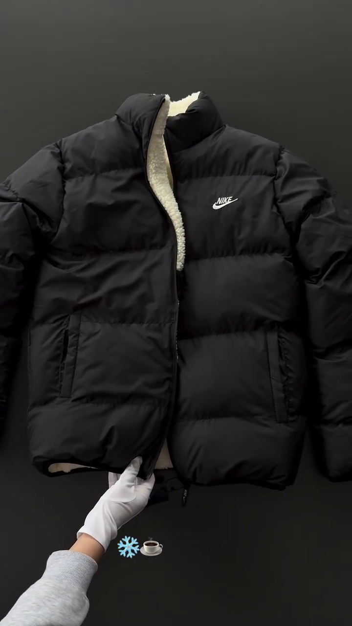 Swoosh Faux Shearling Fleece Reversible Jacket