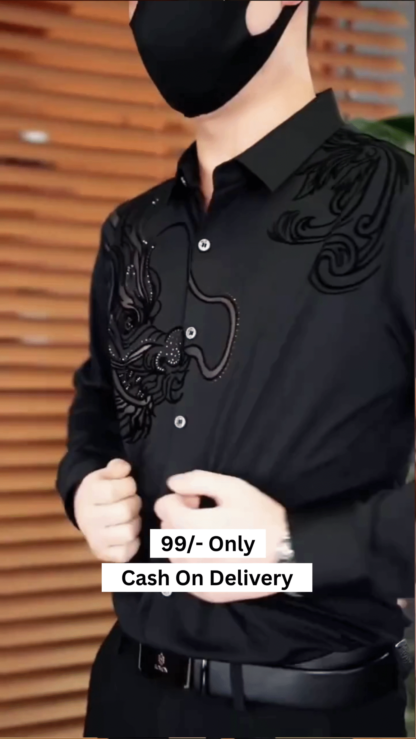 Black Serpentine Dragon Handwork Designer Shirt