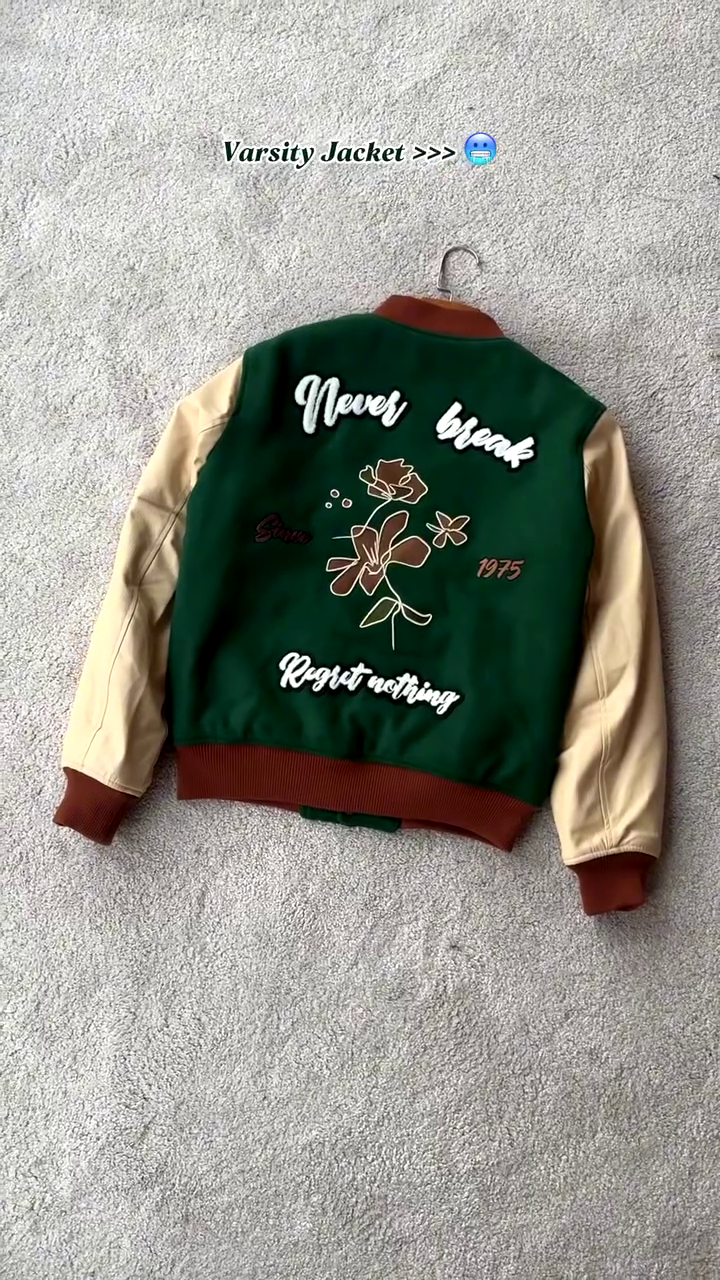 Premium Two-Tone Green Varsity Bomber Jacket