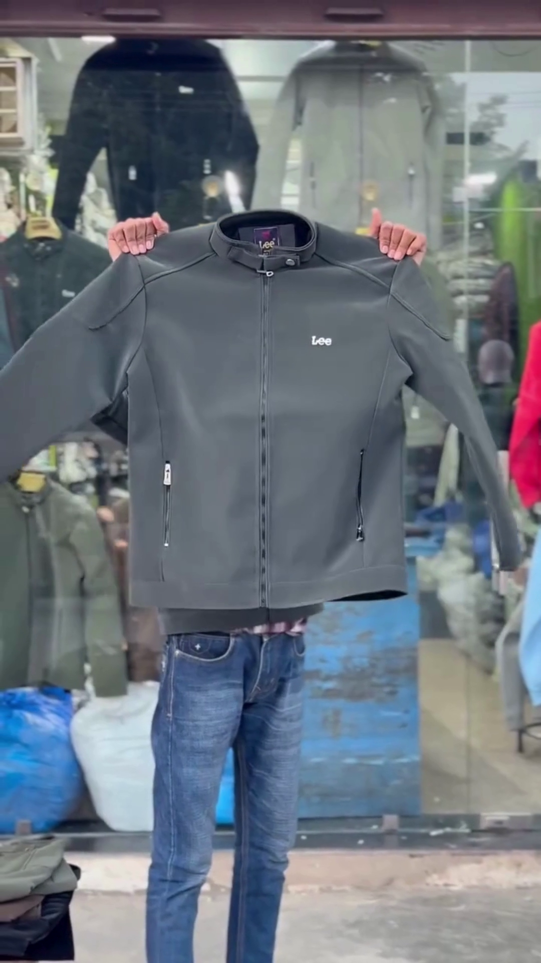 Men’s Casual Stand-Collar Zip Jacket In Beige