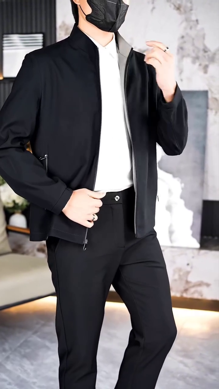 Men’s Classic Black Lightweight Bomber Jacket