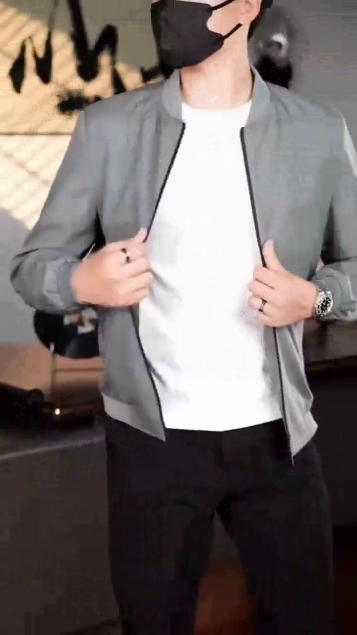 Men’s Premium Grey Checkered Bomber Jacket