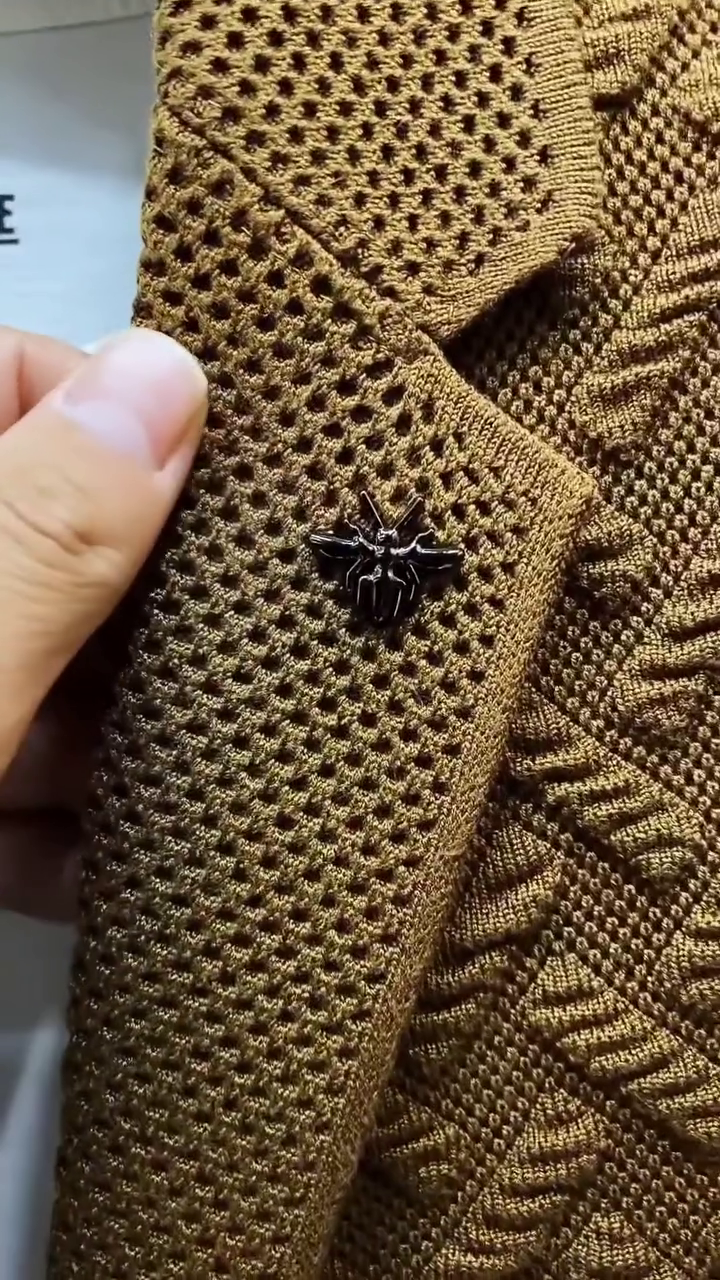 Textured Knit Brown Casual Blazer for Men