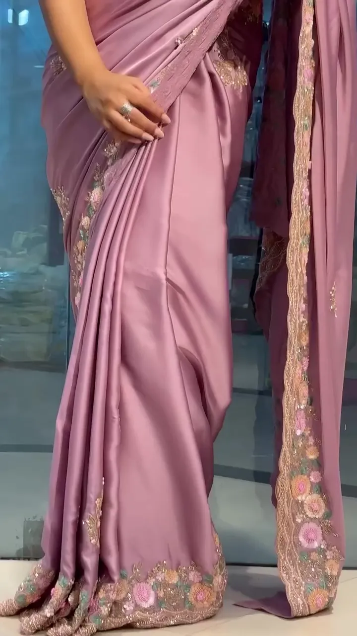 Elegant Blush Pink Embroidered Saree