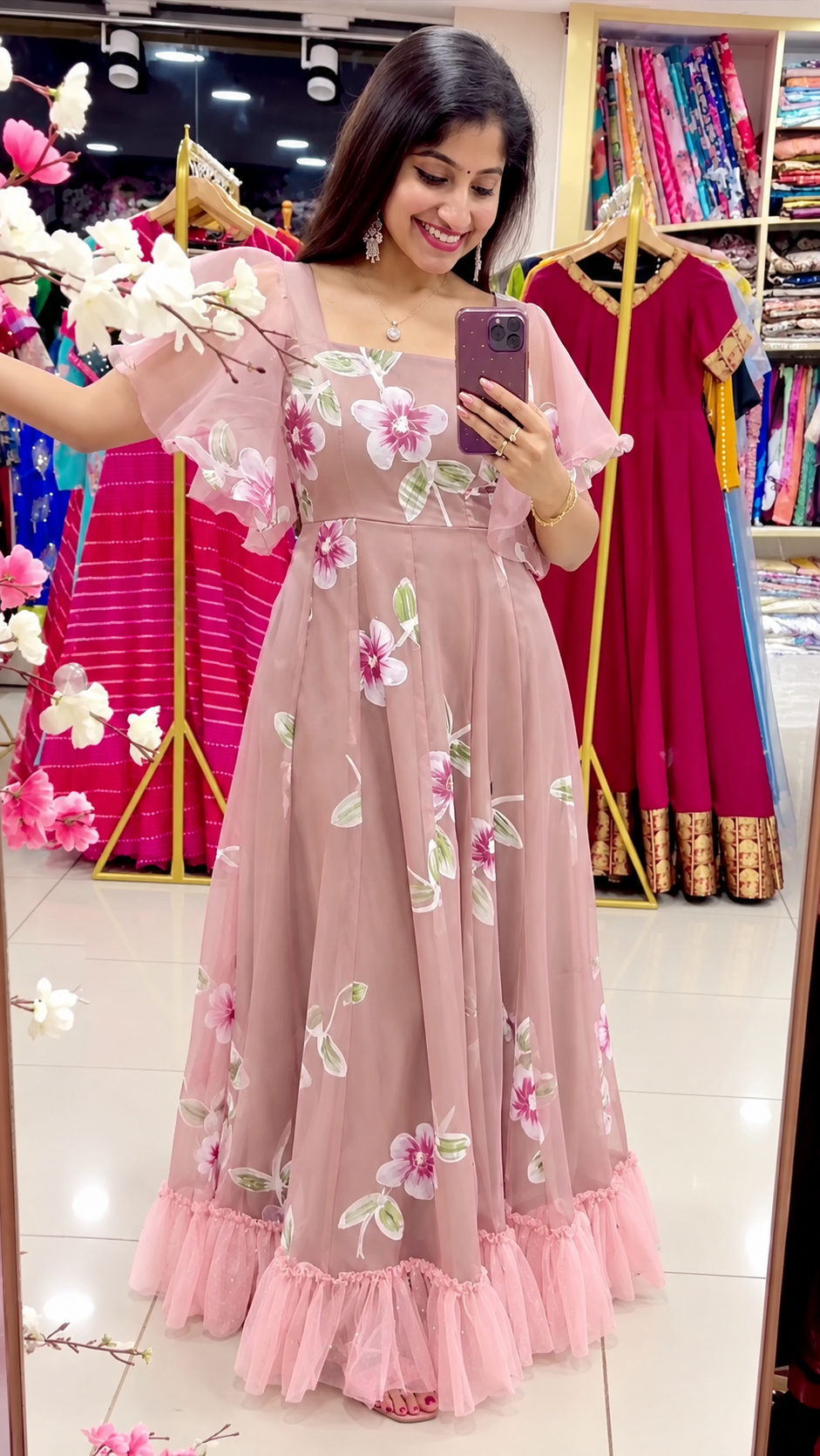 Floral Flared Maxi Dress for Women