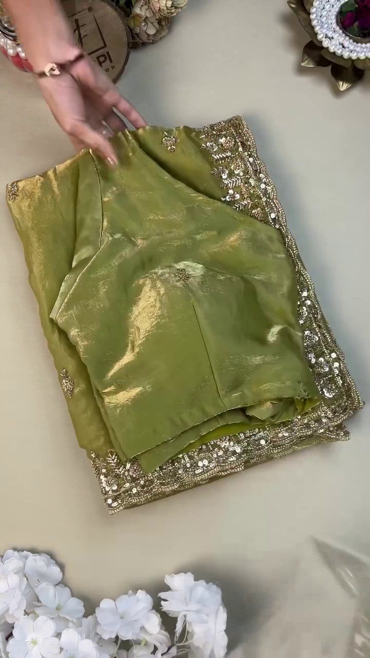 Green Color Organza Heavy Work Party Wear Saree