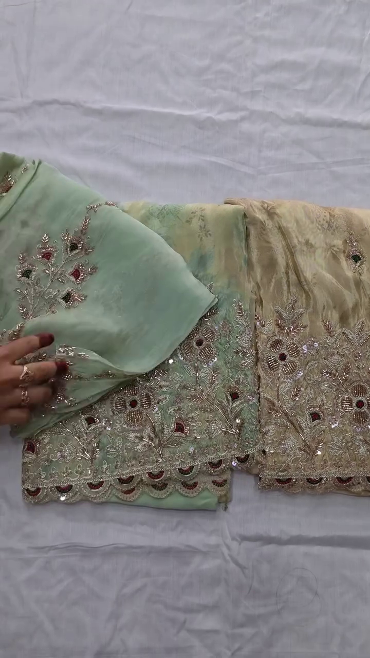 Heavy Stone Work Organza Pakistani Unstitched Suit