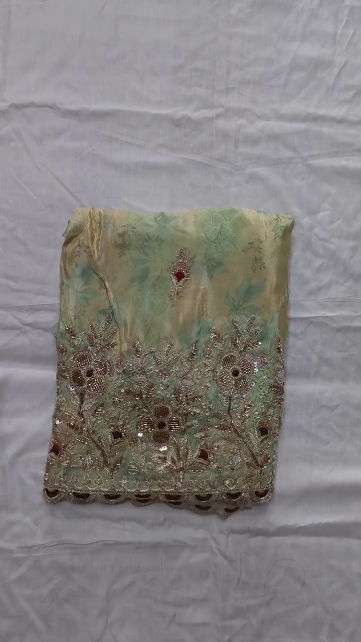 Heavy Stone Work Organza Pakistani Unstitched Suit