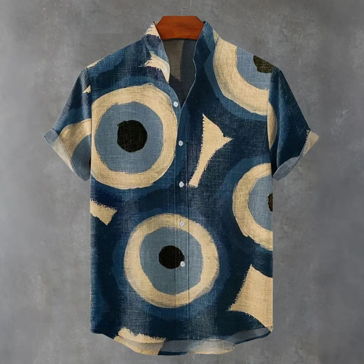Abstract Geometric Abstract Digital Art Painting  Art Print Men's Short Sleeve Button Up Shirt