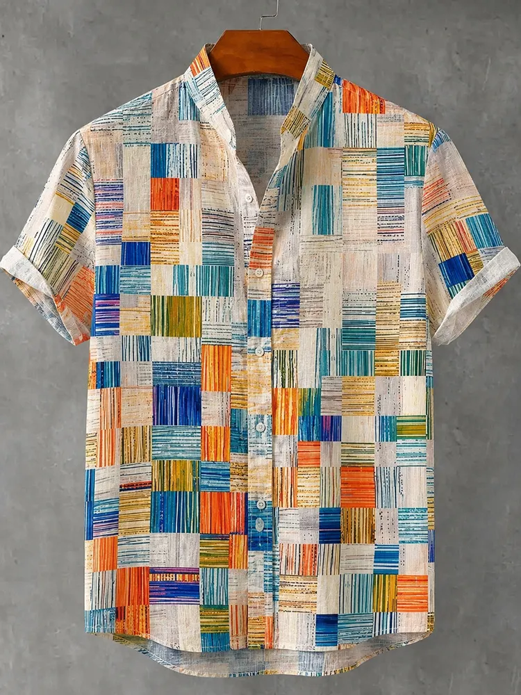 Abstract Geometric Pattern Art Vintage Print Casual Shirt