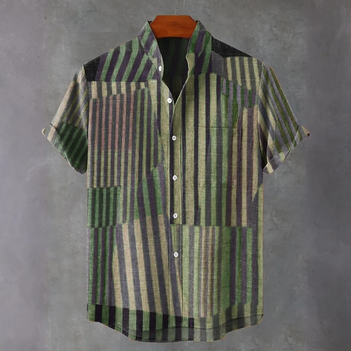 Abstract Stripe Art Vintage Print Casual Shirt
