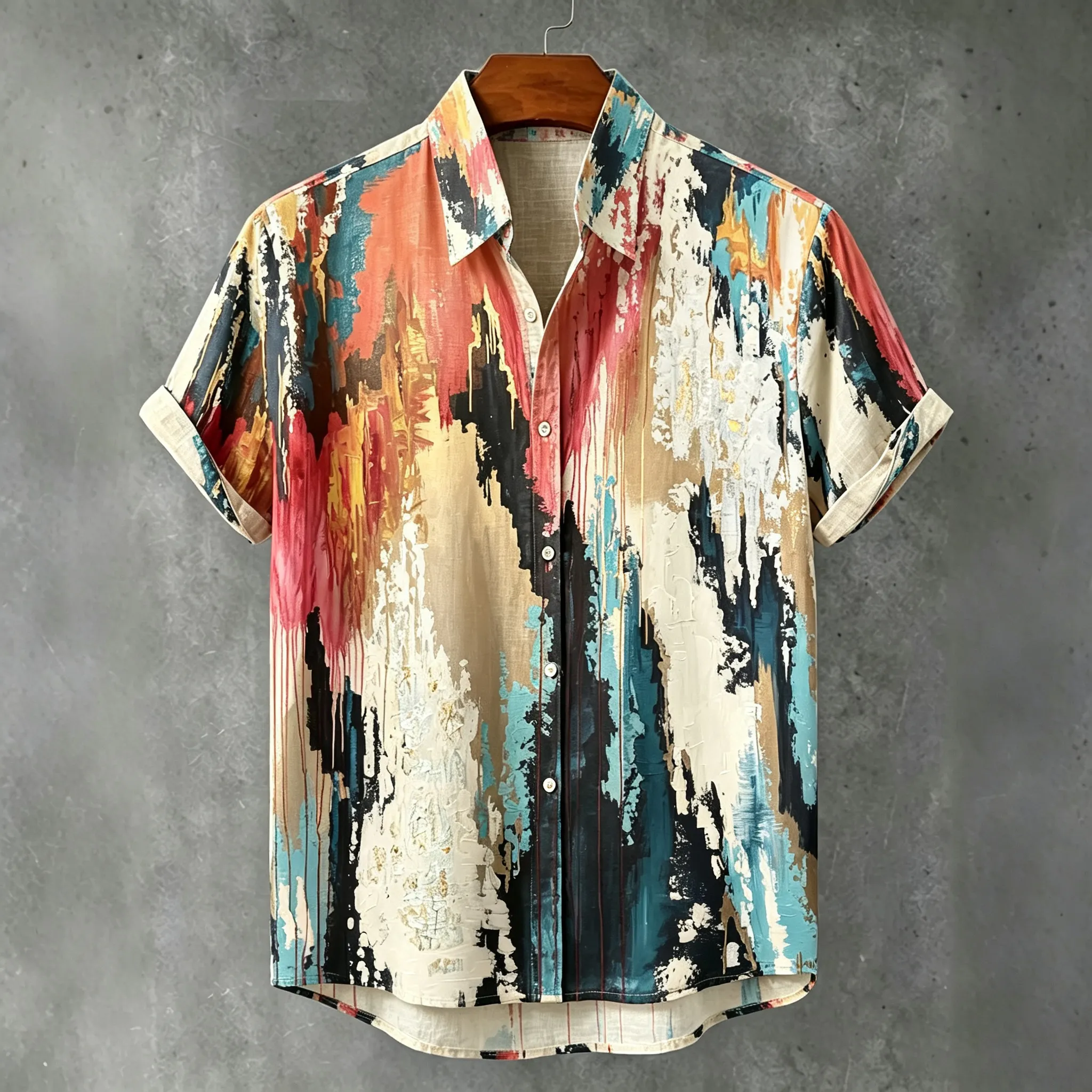 Abstractartist Brushstroke Color Block Art Print Men's Short Sleeve Shirt