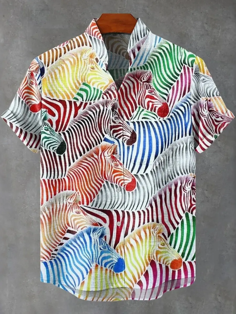 Colorful Zebra Group Decorative Pattern Casual Shirt