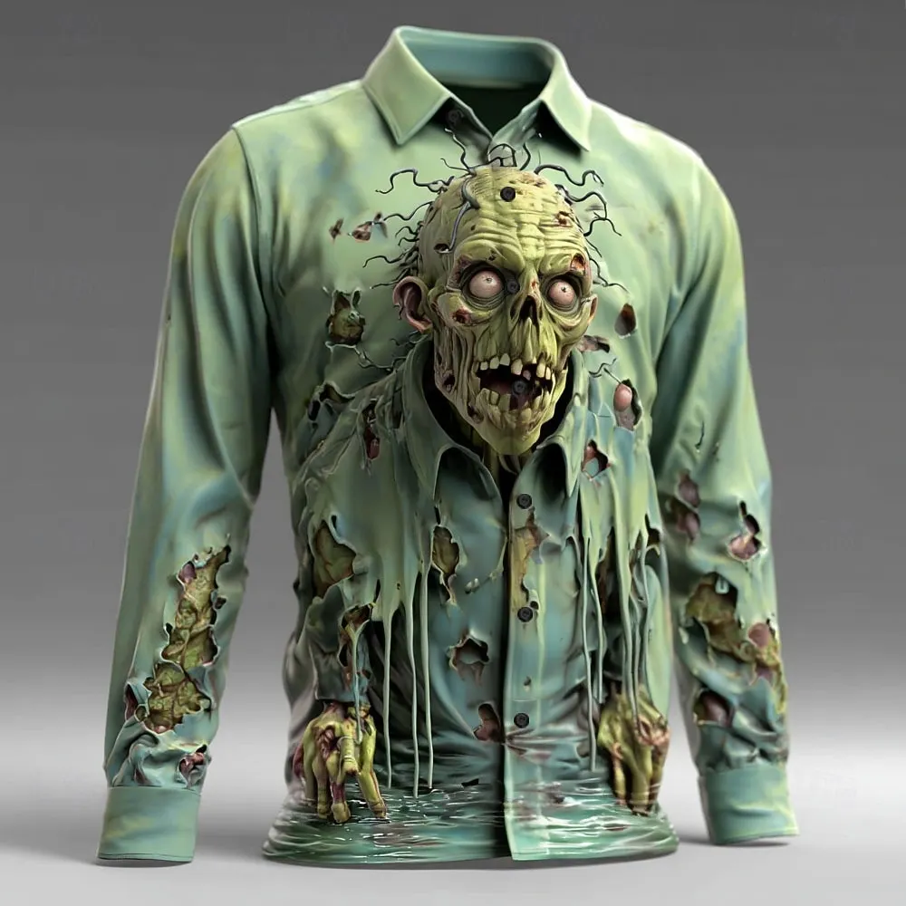 Halloween Men's Optical Illusion Zombie Horror Shirt