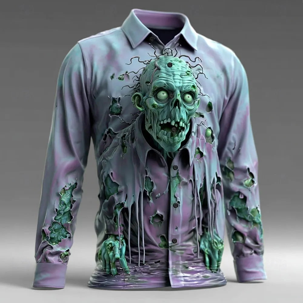 Halloween Men's Optical Illusion Zombie Horror Shirt