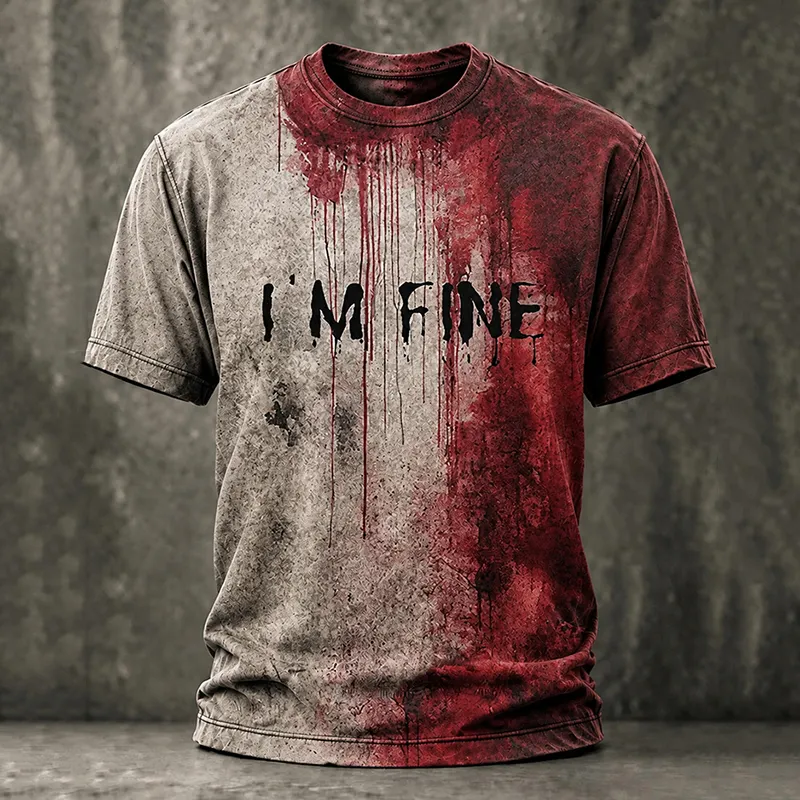 Men's Vintage Bloody I'm Fine Graphic Inspired Art Printed Tshirt