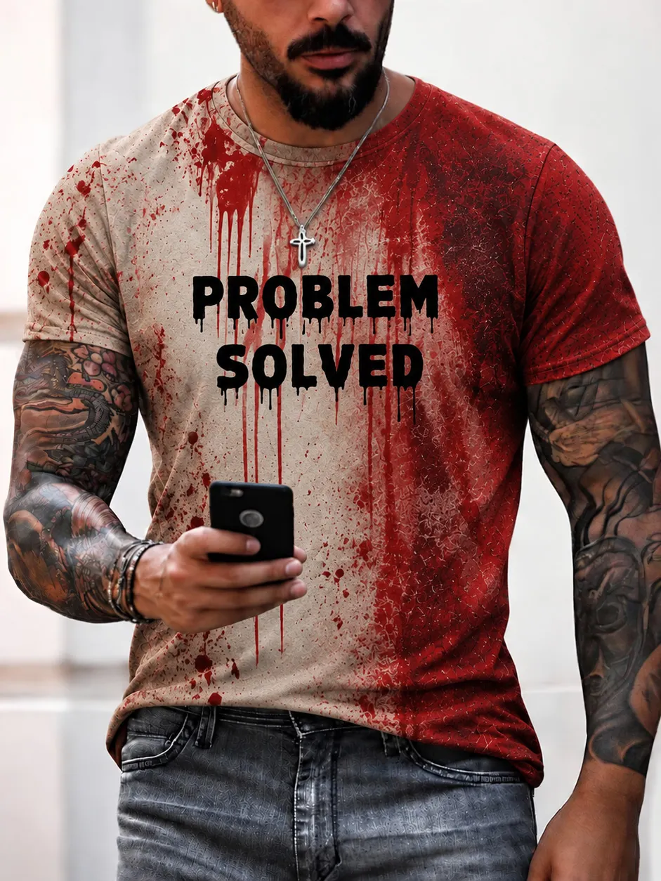 Men's Vintage Problem With Bloody Graphic Inspired Art Casual Tshirt