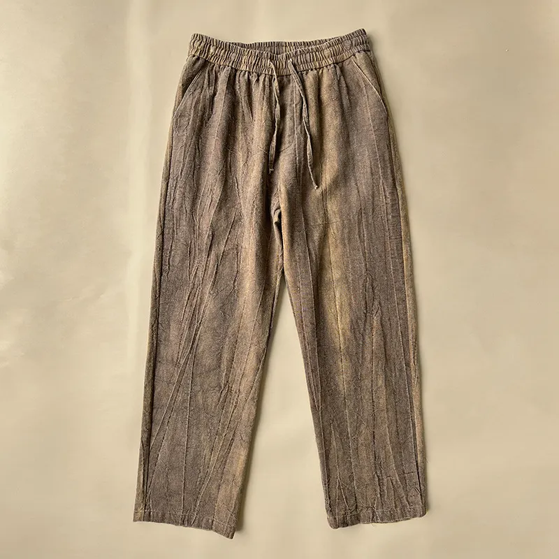 Men's Vintage Elastic Waist Pocket Casual Pants