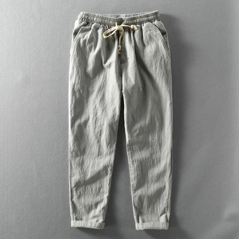 Men's Vintage Japanese Loose Pocket Linen Casual Pants