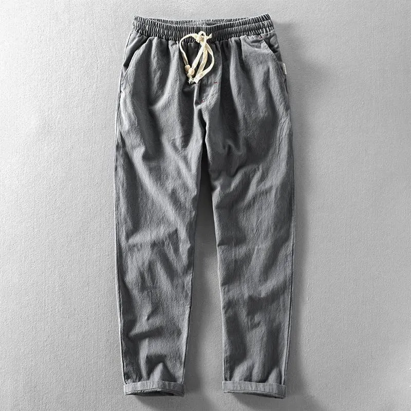 Men's Vintage Japanese Loose Pocket Linen Casual Pants