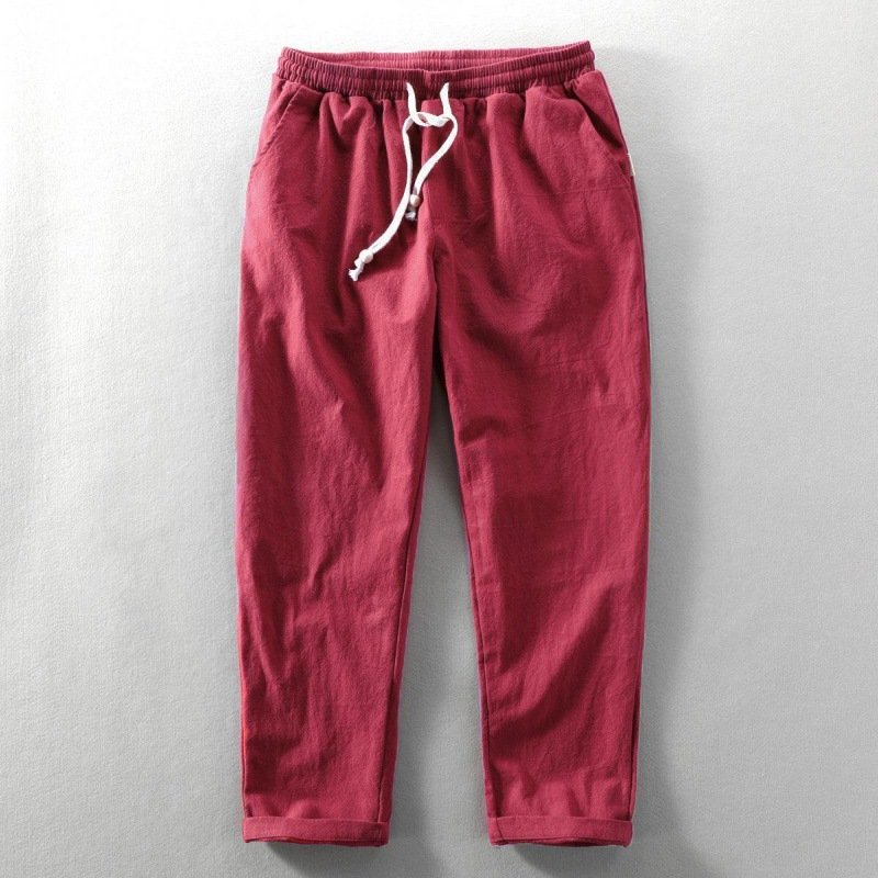 Men's Vintage Japanese Loose Pocket Linen Casual Pants