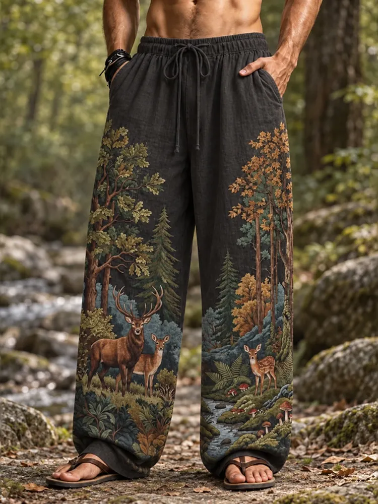 Men's Western Hippie Hunting Style Moose Loose Pants